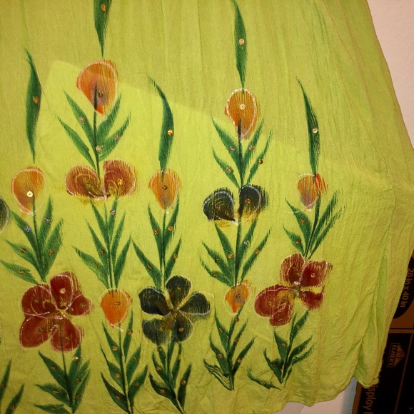 Lime green floral maxi sleeveless dress - Picture 5 of 12